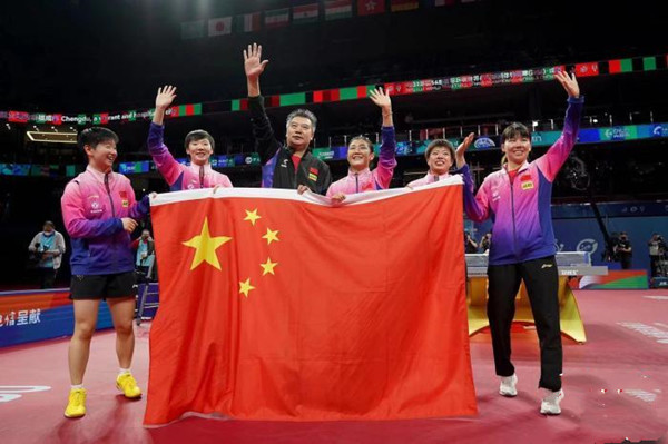 国乒女团实现五连冠+队史22冠！3比0横扫日本队！